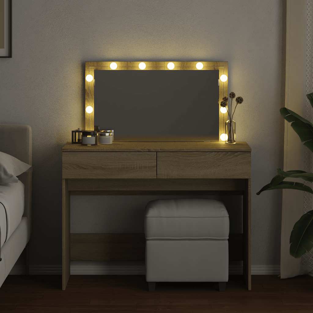 vidaXL Dressing Table with LED Sonoma Oak 100x40x120 cm 3