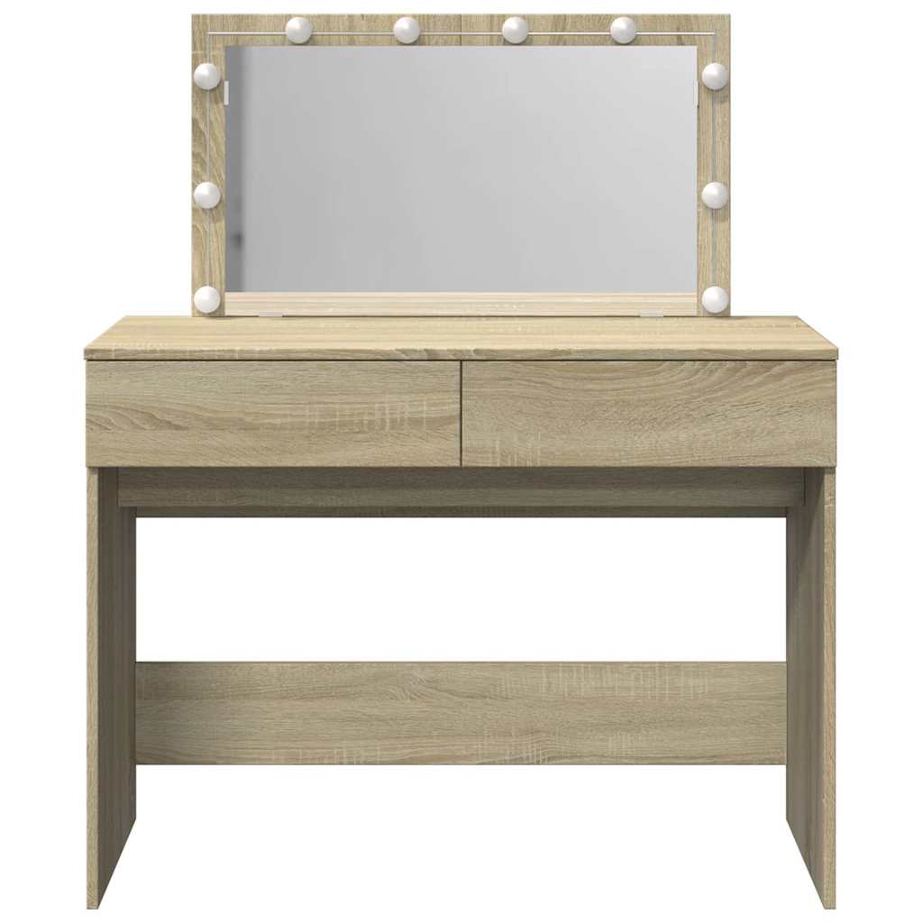 vidaXL Dressing Table with LED Sonoma Oak 100x40x120 cm 5