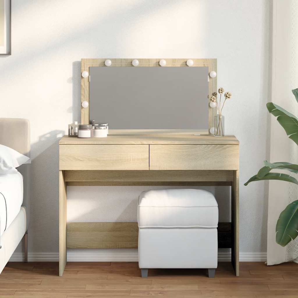 vidaXL Dressing Table with LED Sonoma Oak 100x40x120 cm 1