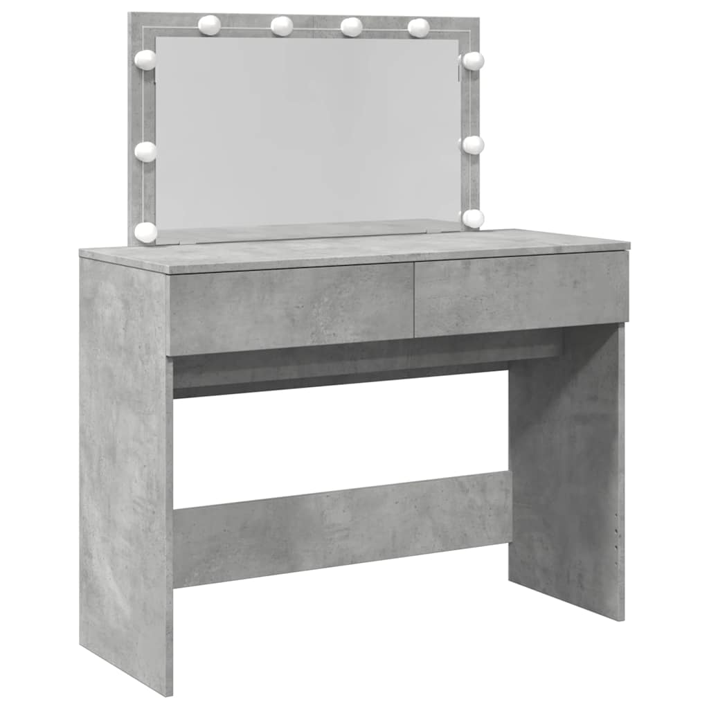vidaXL Dressing Table with LED Concrete Grey 100x40x120 cm 2