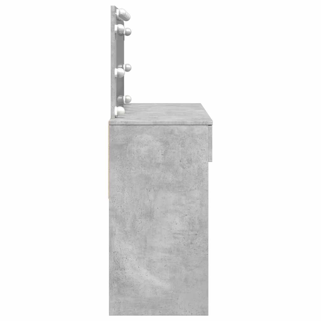 vidaXL Dressing Table with LED Concrete Grey 100x40x120 cm 6