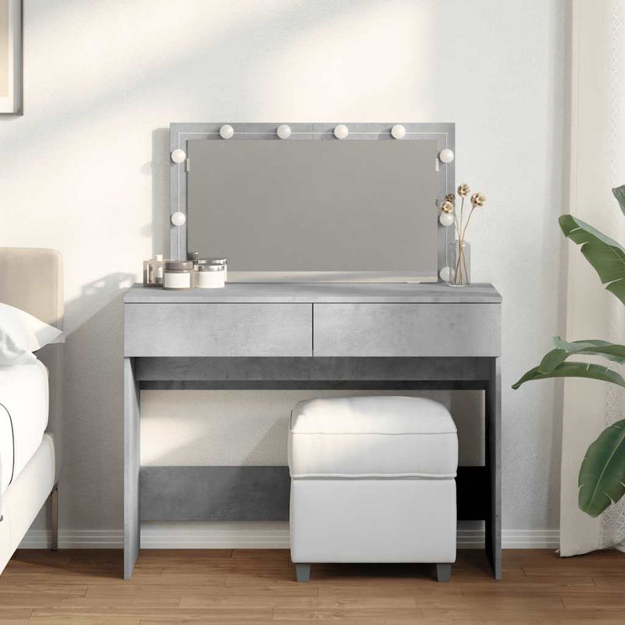 vidaXL Dressing Table with LED Concrete Grey 100x40x120 cm 1