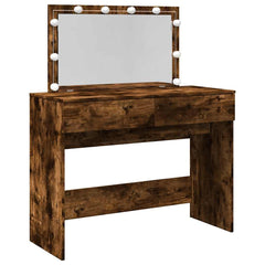vidaXL Dressing Table with LED Smoked Oak 100x40x120 cm 2