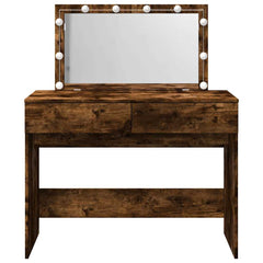 vidaXL Dressing Table with LED Smoked Oak 100x40x120 cm 5