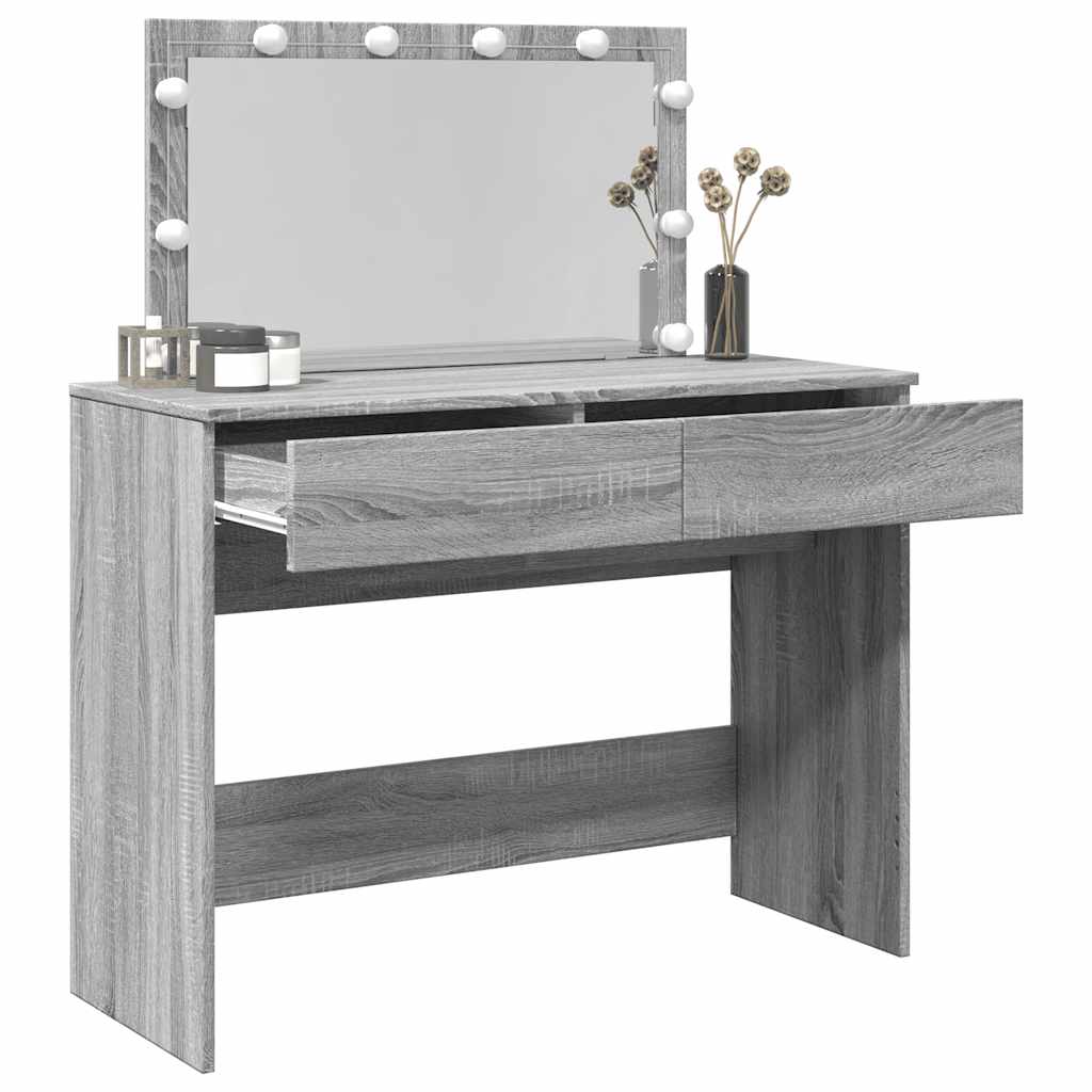 vidaXL Dressing Table with LED Grey Sonoma 100x40x120 cm 4