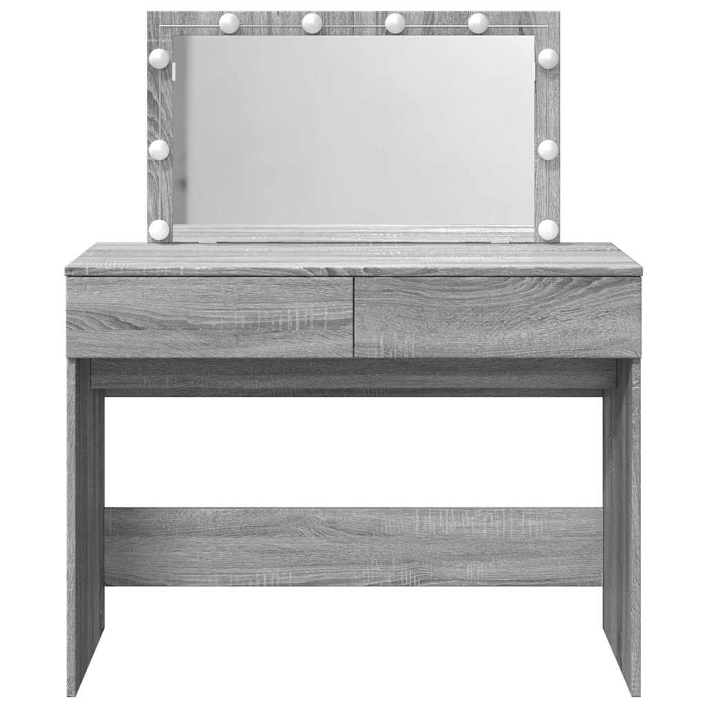 vidaXL Dressing Table with LED Grey Sonoma 100x40x120 cm 5