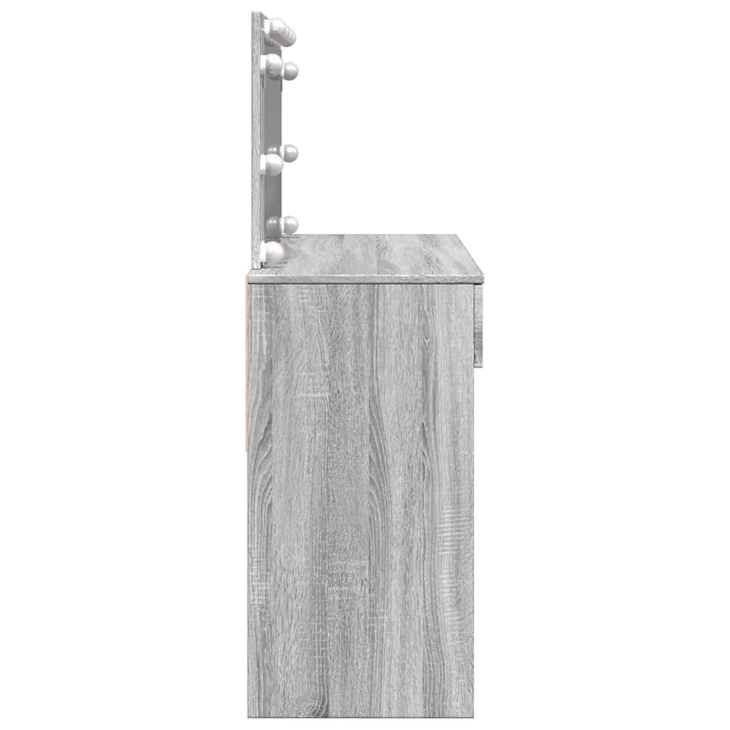vidaXL Dressing Table with LED Grey Sonoma 100x40x120 cm 6