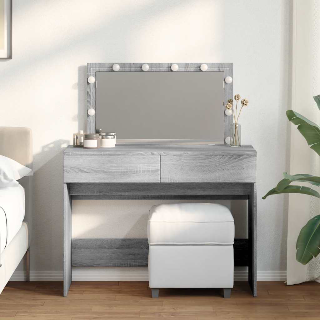 vidaXL Dressing Table with LED Grey Sonoma 100x40x120 cm 1