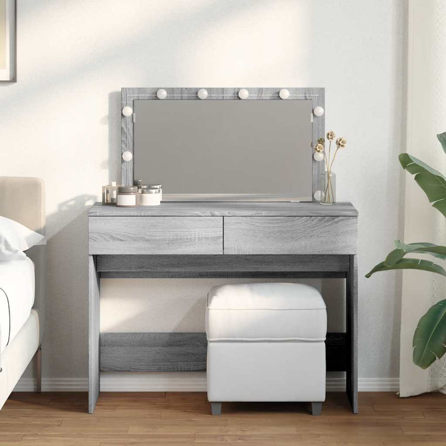 vidaXL Dressing Table with LED Grey Sonoma 100x40x120 cm 1