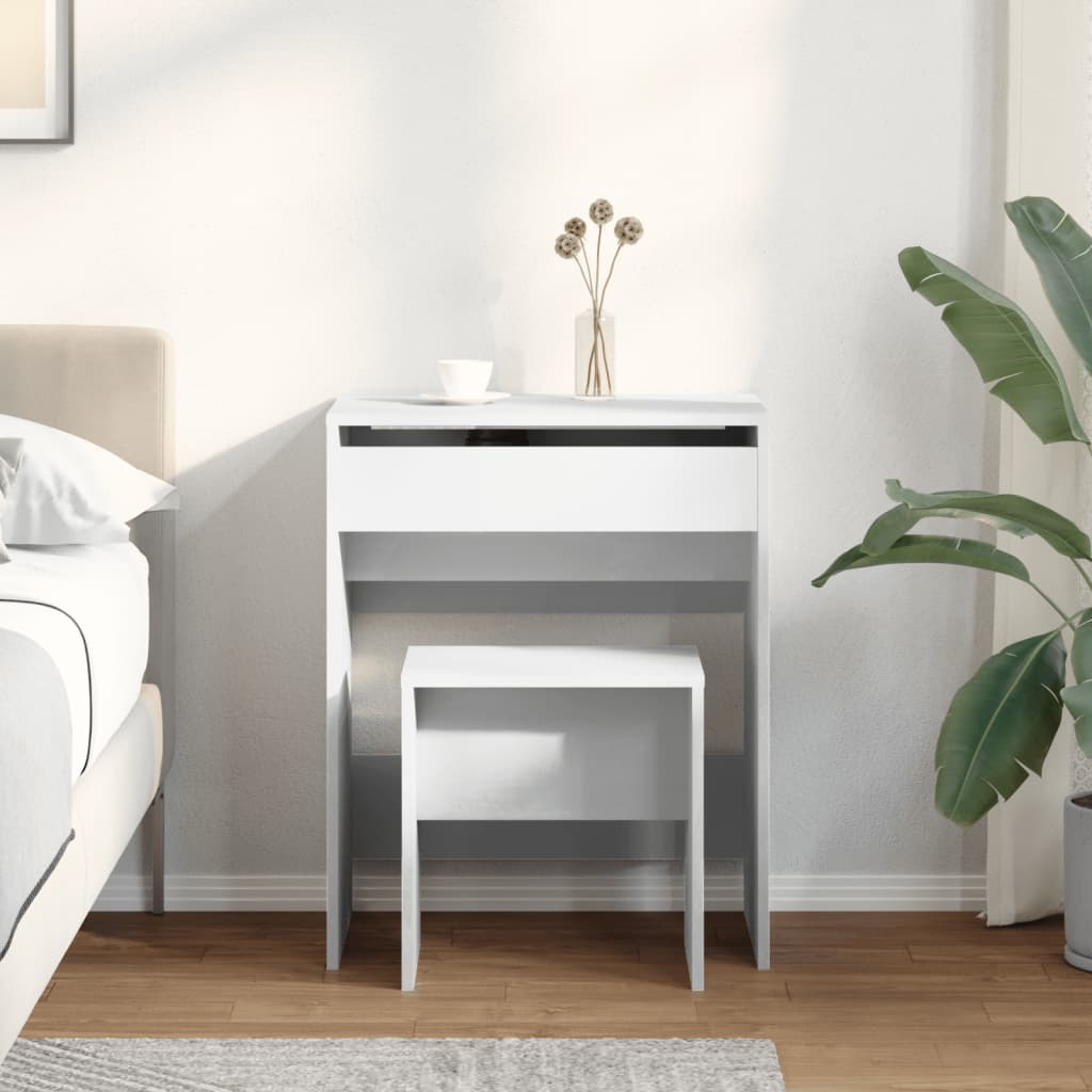 vidaXL Dressing Table and Stool White 60x40x113.5 cm 3