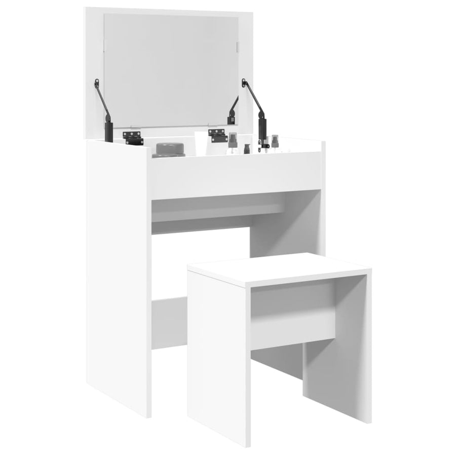 vidaXL Dressing Table and Stool White 60x40x113.5 cm 1