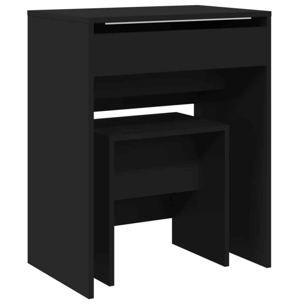 vidaXL Dressing Table and Stool Black 60x40x113.5 cm 2