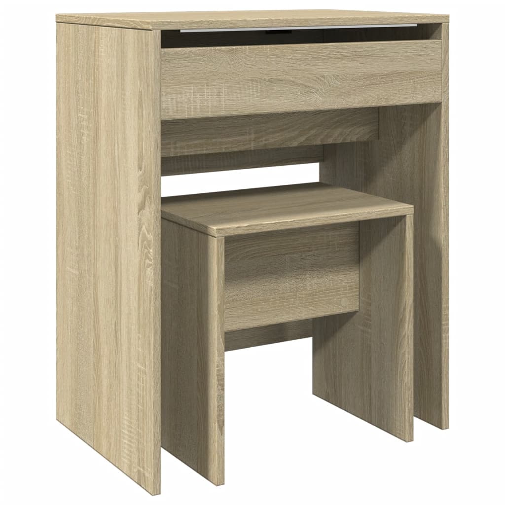vidaXL Dressing Table and Stool Sonoma Oak 60x40x113.5 cm 2