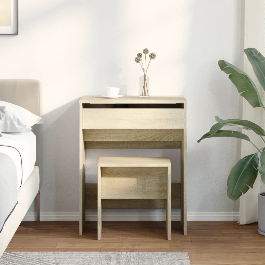 vidaXL Dressing Table and Stool Sonoma Oak 60x40x113.5 cm 3