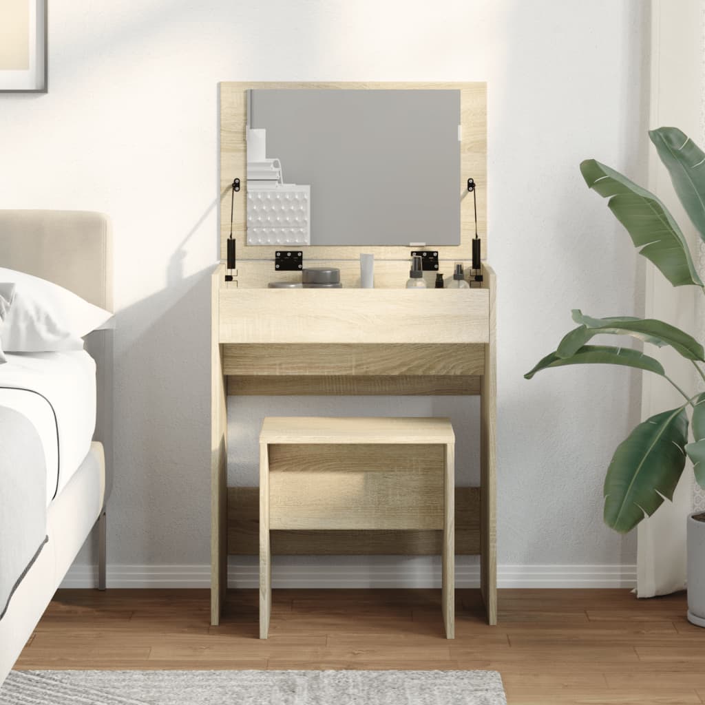 vidaXL Dressing Table and Stool Sonoma Oak 60x40x113.5 cm 4