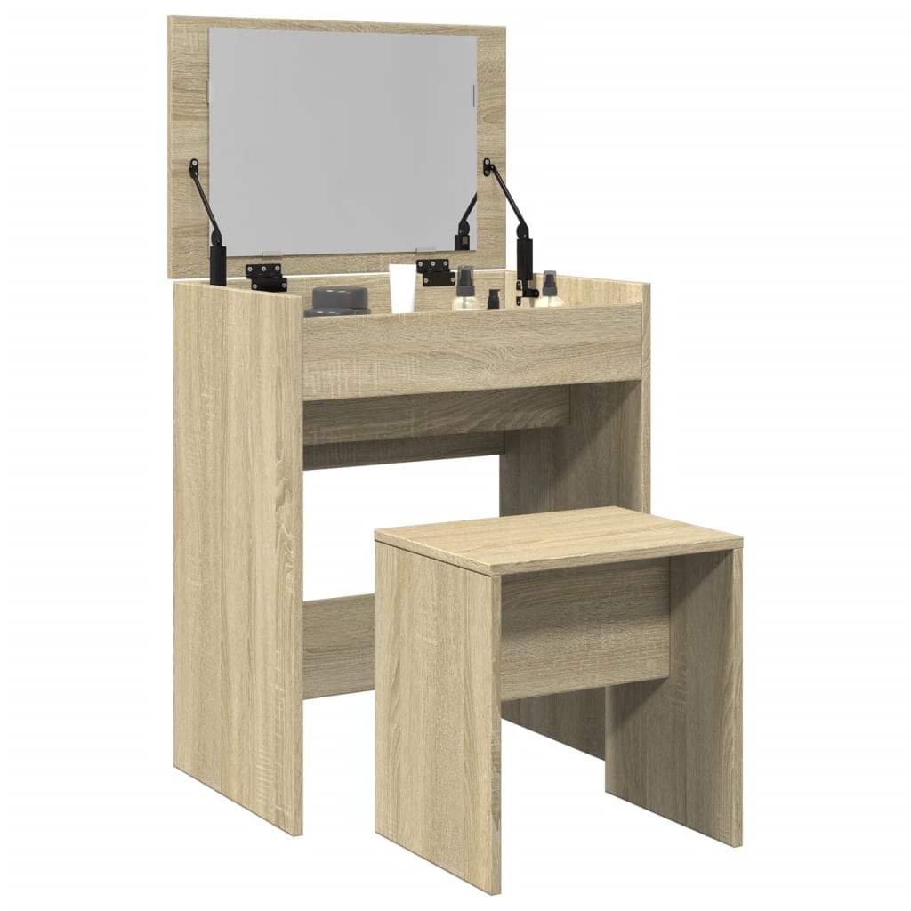 vidaXL Dressing Table and Stool Sonoma Oak 60x40x113.5 cm 1
