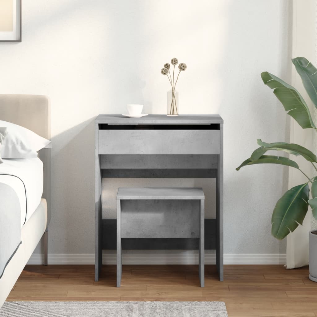 vidaXL Dressing Table and Stool Concrete Grey 60x40x113.5 cm 3