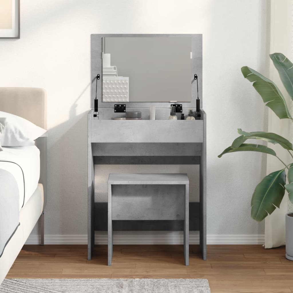 vidaXL Dressing Table and Stool Concrete Grey 60x40x113.5 cm 4