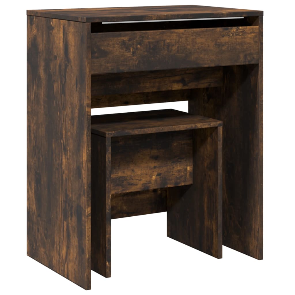 vidaXL Dressing Table and Stool Smoked Oak 60x40x113.5 cm 2