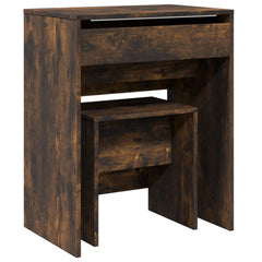 vidaXL Dressing Table and Stool Smoked Oak 60x40x113.5 cm 2