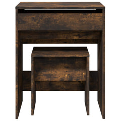 vidaXL Dressing Table and Stool Smoked Oak 60x40x113.5 cm 5