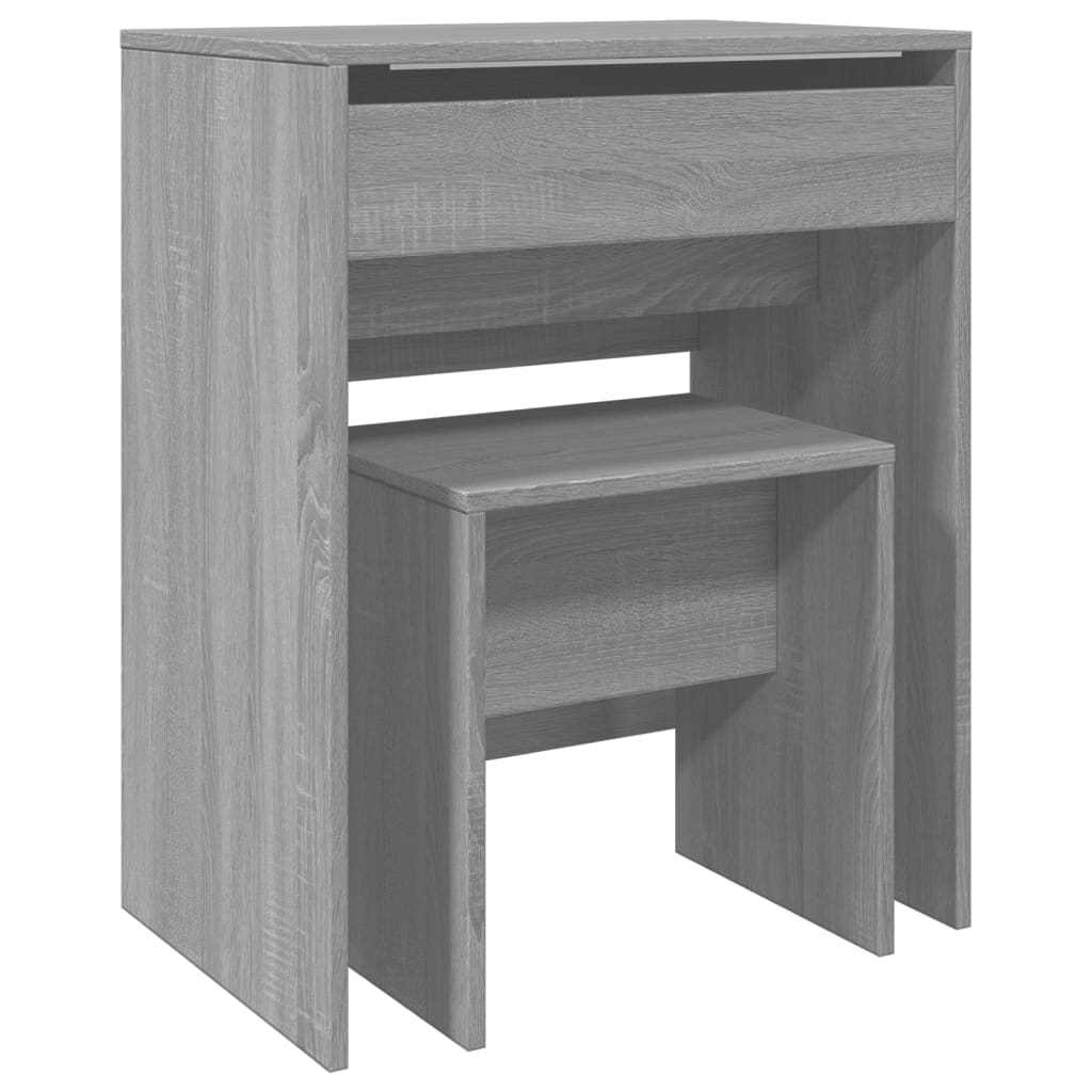 vidaXL Dressing Table and Stool Grey Sonoma 60x40x113.5 cm 2