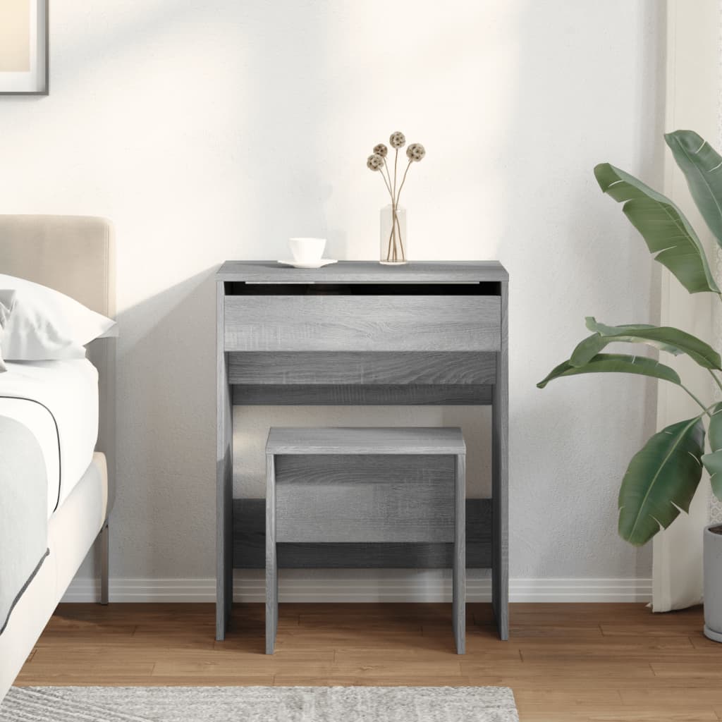 vidaXL Dressing Table and Stool Grey Sonoma 60x40x113.5 cm 3