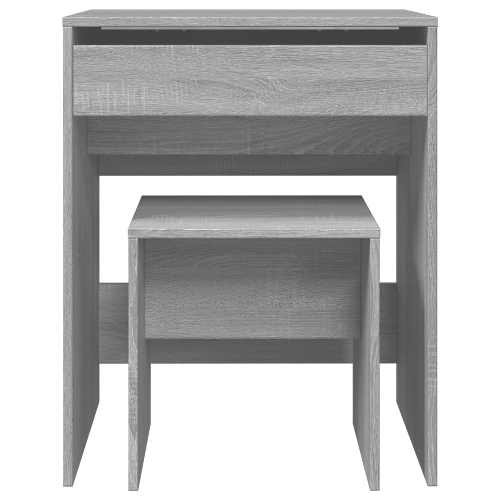vidaXL Dressing Table and Stool Grey Sonoma 60x40x113.5 cm 5