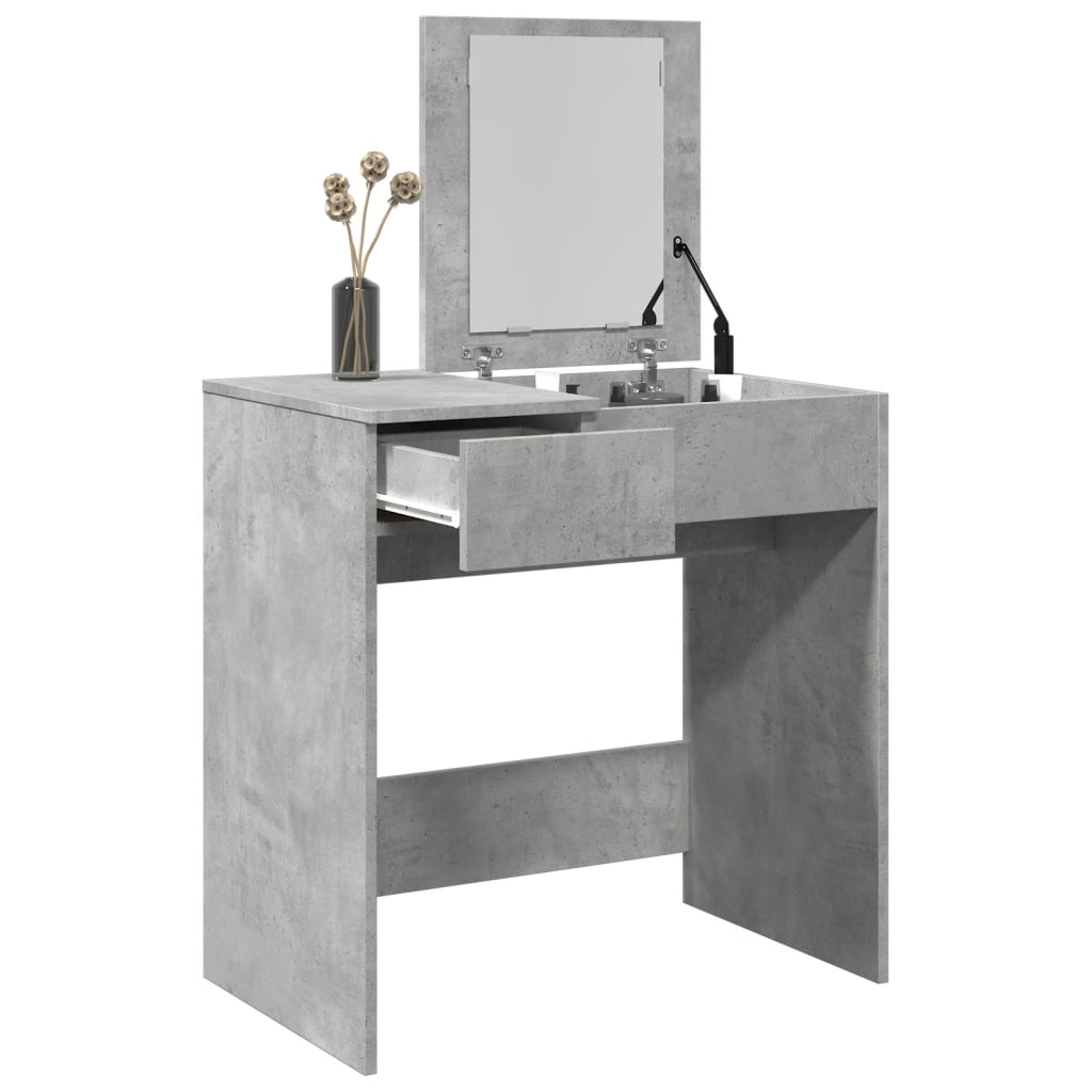 vidaXL Dressing Table with Mirror Concrete Grey 73x46.5x120 cm 1