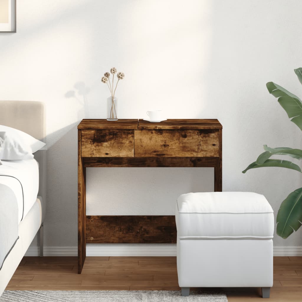 vidaXL Dressing Table with Mirror Smoked Oak 73x46.5x120 cm 3