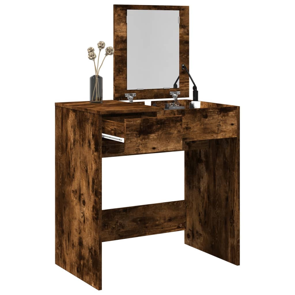 vidaXL Dressing Table with Mirror Smoked Oak 73x46.5x120 cm 1