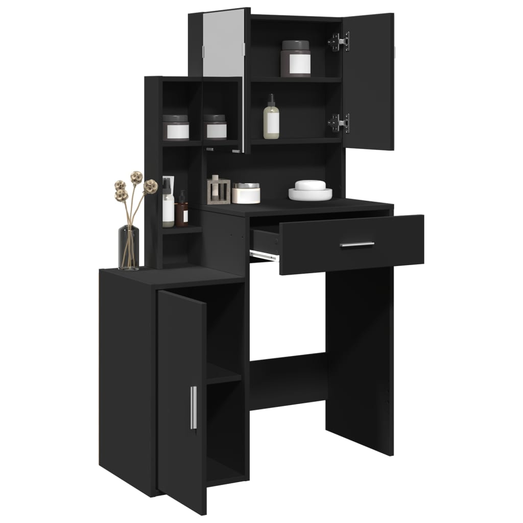 vidaXL Dressing Table with Cabinet Black 80x35x132 cm 4