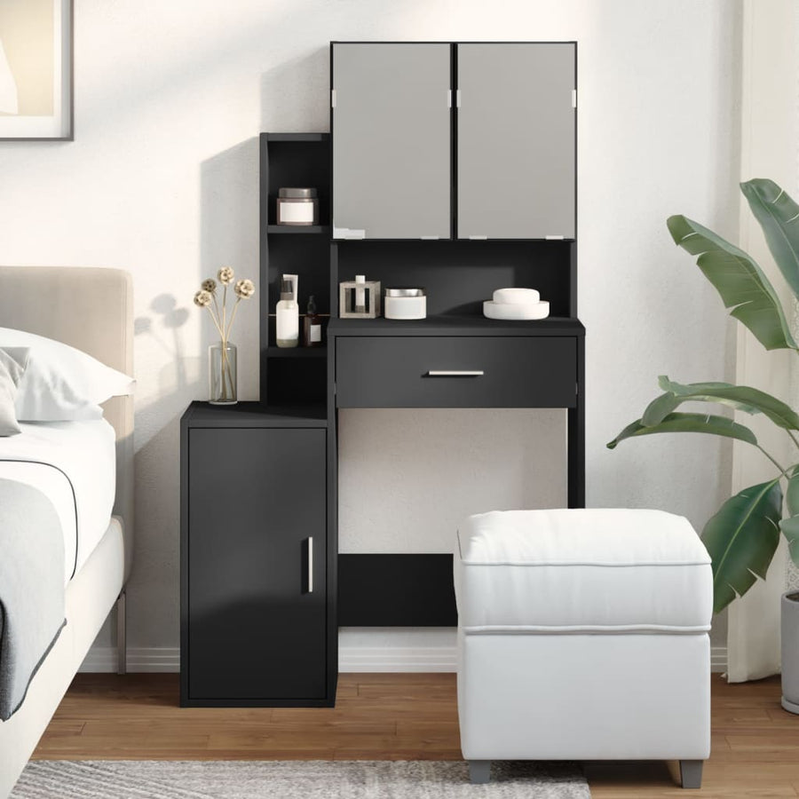 vidaXL Dressing Table with Cabinet Black 80x35x132 cm 1