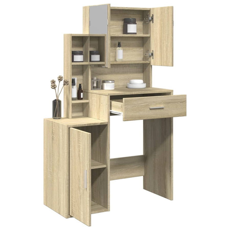 vidaXL Dressing Table with Cabinet Sonoma Oak 80x35x132 cm 1