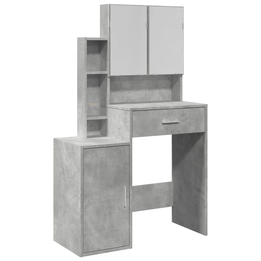 vidaXL Dressing Table with Cabinet Concrete Grey 80x35x132 cm 2