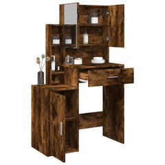 vidaXL Dressing Table with Cabinet Smoked Oak 80x35x132 cm 1