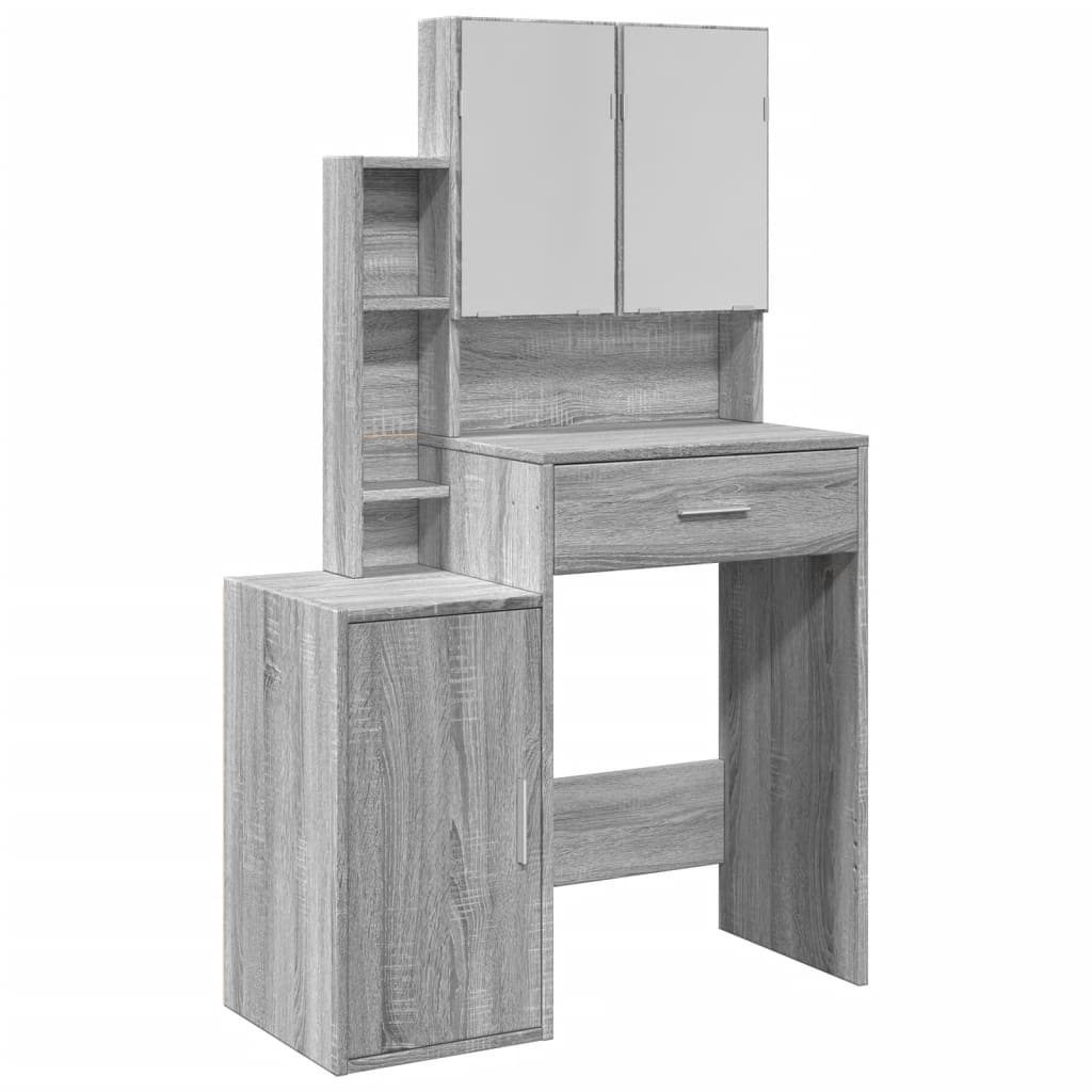 vidaXL Dressing Table with Cabinet Grey Sonoma 80x35x132 cm 2