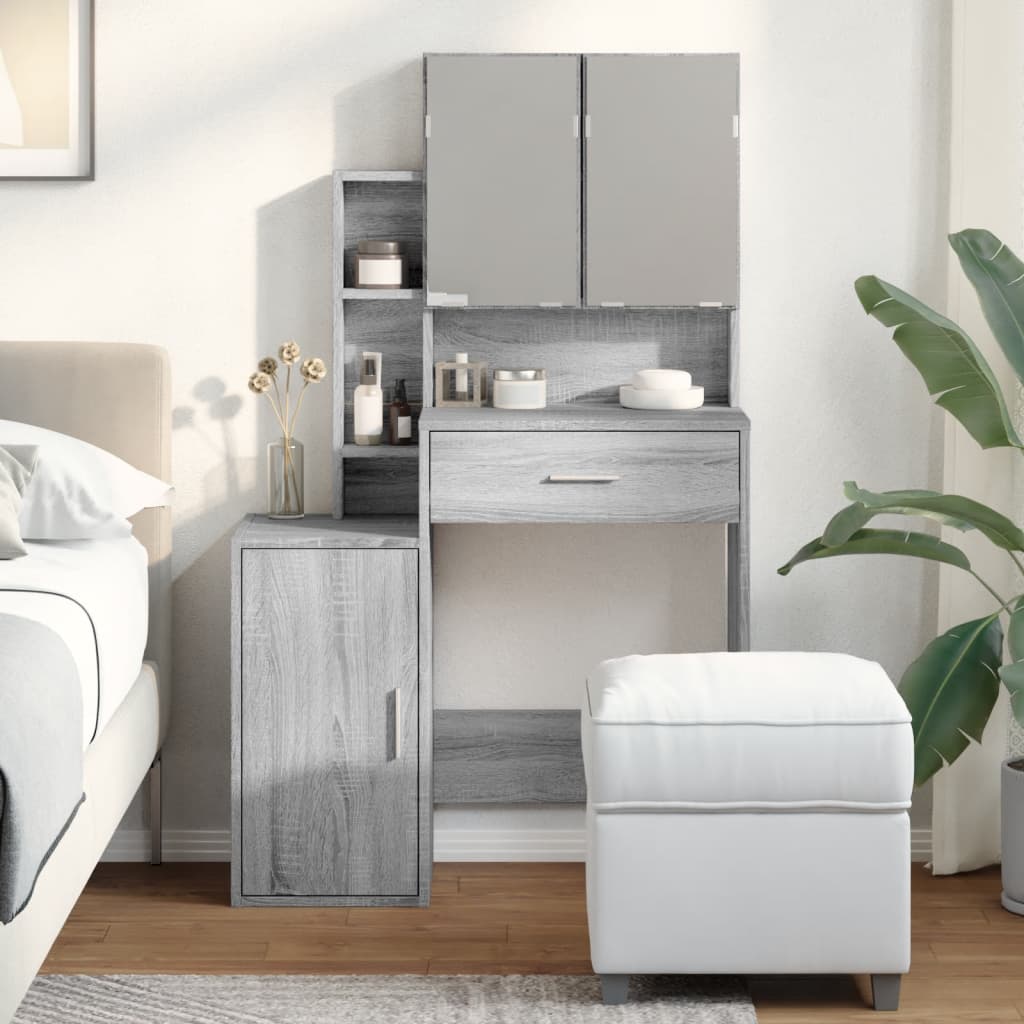 vidaXL Dressing Table with Cabinet Grey Sonoma 80x35x132 cm 3