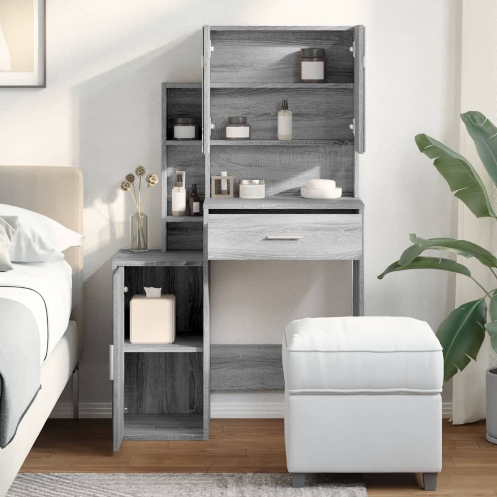 vidaXL Dressing Table with Cabinet Grey Sonoma 80x35x132 cm 4