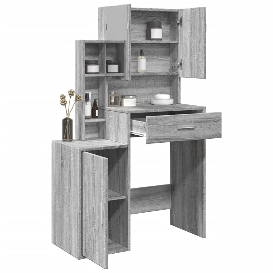 vidaXL Dressing Table with Cabinet Grey Sonoma 80x35x132 cm 1
