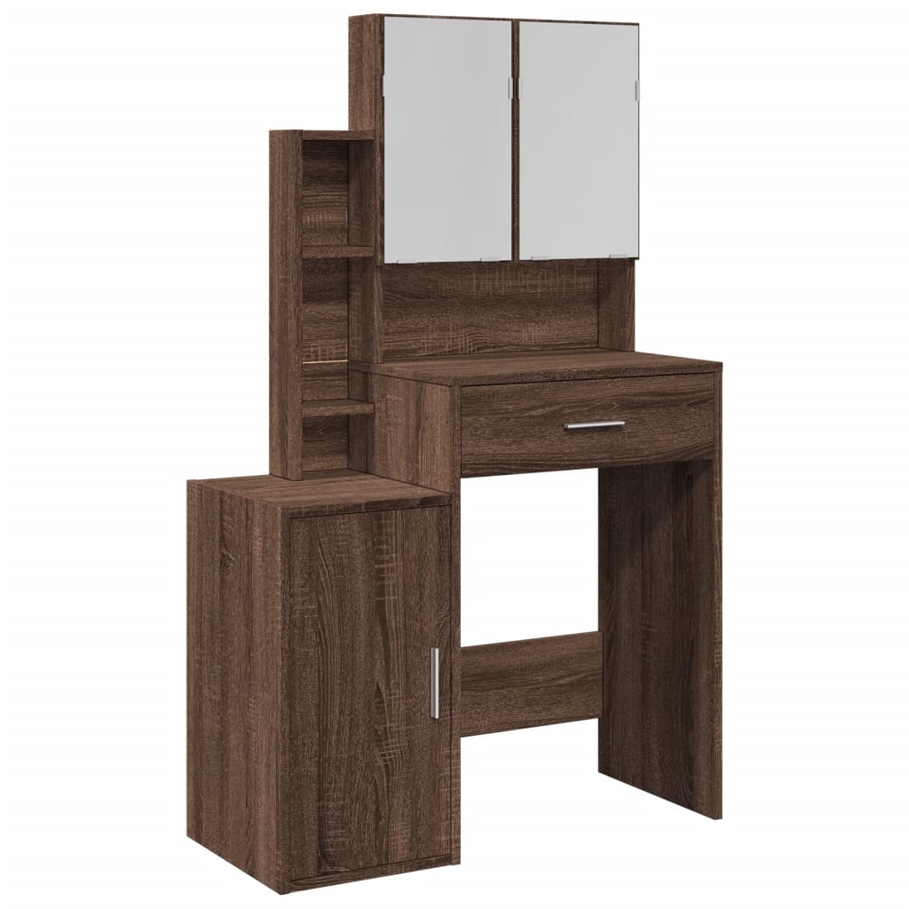 vidaXL Dressing Table with Cabinet Brown Oak 80x35x132 cm 2