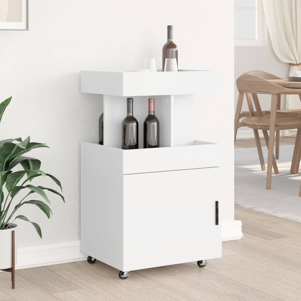 Bar Cart 50x41x89 cm Engineered Wood White