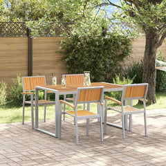 Garden Dining Set 5 pcs Solid Acacia Wood Grey 140 cm 80 cm Table +4x chair
