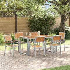 Garden Dining Set 5 pcs Solid Acacia Wood Grey 140 cm 80 cm Table +6x chair
