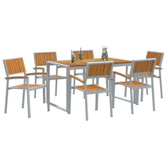 Garden Dining Set 5 pcs Solid Acacia Wood Grey 140 cm 80 cm Table +6x chair