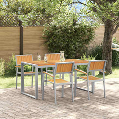Garden Dining Set 5 pcs Solid Acacia Wood Grey 160 cm 80 cm Table +4x chair