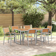 Garden Dining Set 5 pcs Solid Acacia Wood Grey 160 cm 80 cm Table +6x chair