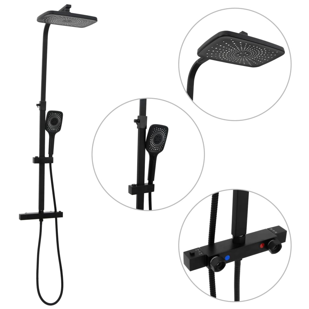 vidaXL Dual Head Shower Set with Mixer and Hose Black Brass 1
