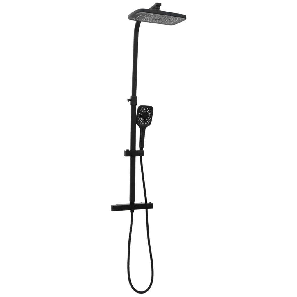 vidaXL Dual Head Shower Set with Mixer and Hose Black Brass 2