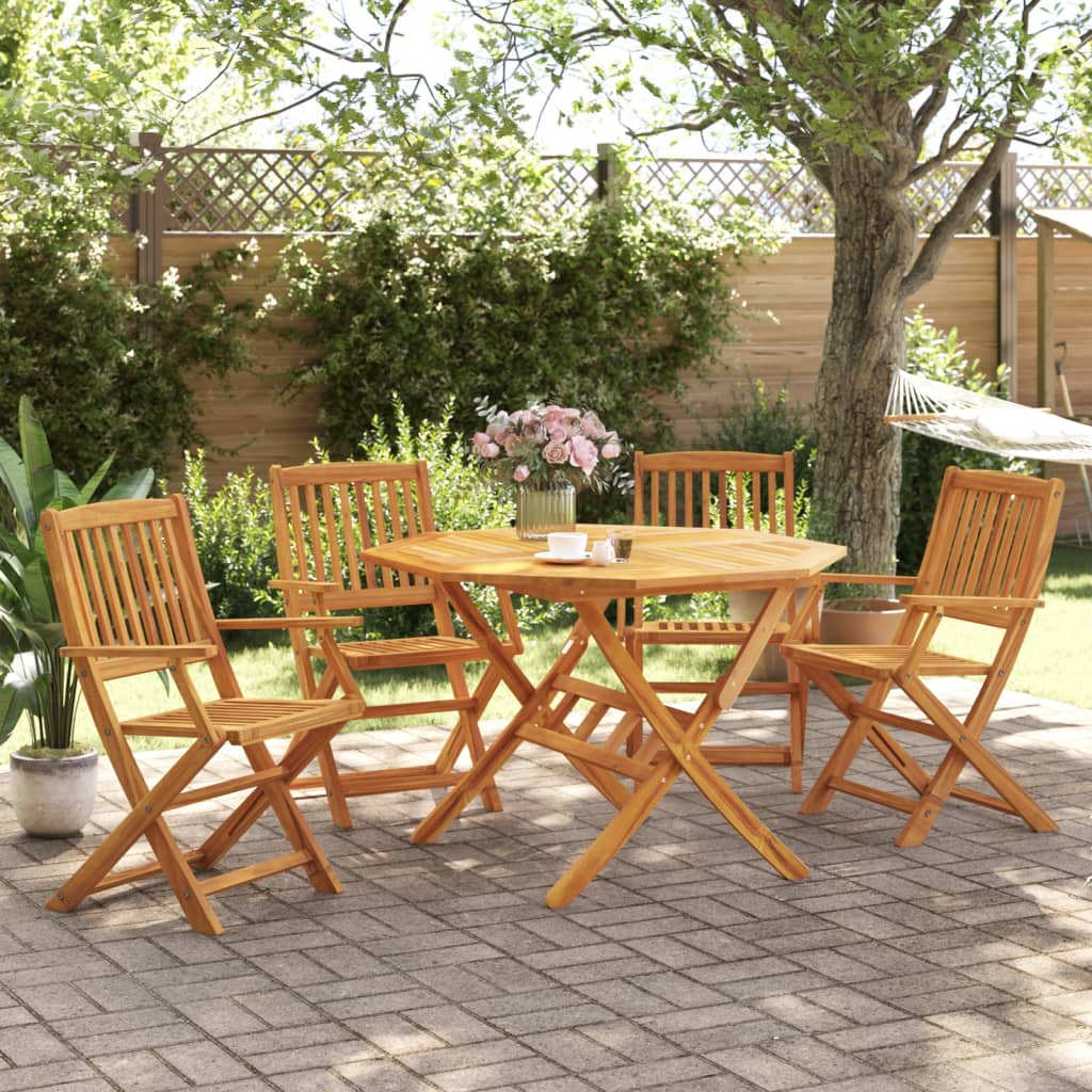 vidaXL 5 Piece Folding Garden Dining Set Solid Wood Acacia 1